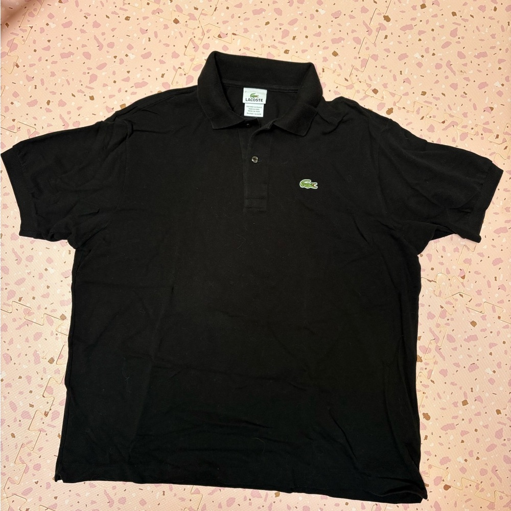 Lacoste Men's Polo Shirt in Black with Green Logo